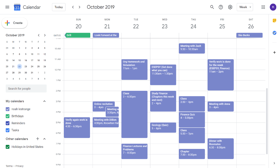 digital calendar for October 2019