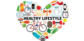 a heart made out of multiple images with the word "Healthy Lifestyle" in the center.