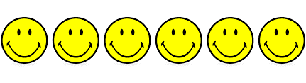 6 yellow smiley faces in a row.